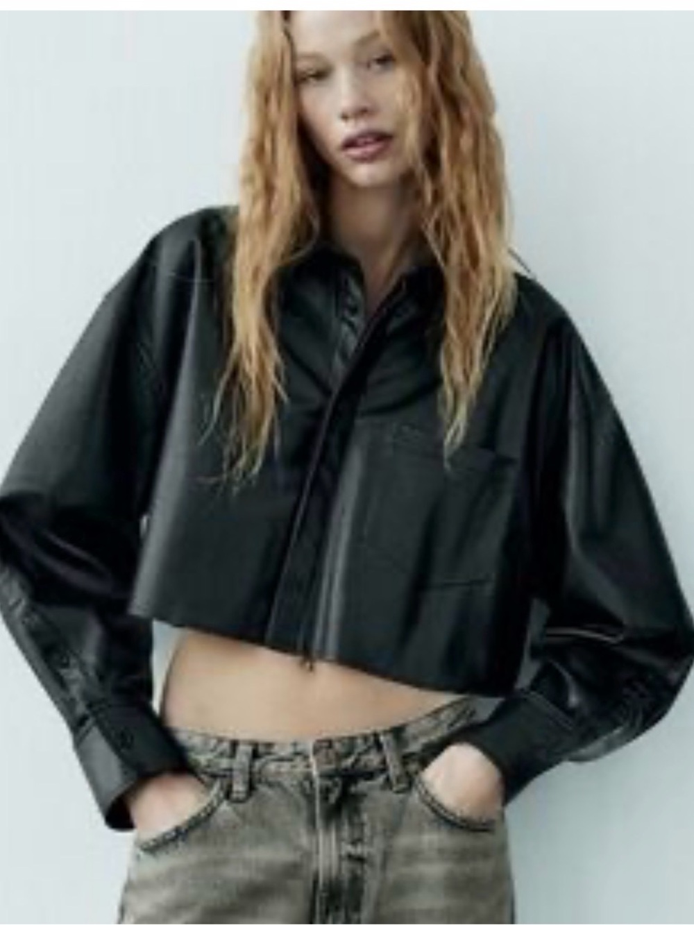 NWT Zara Vegan Leather Cropped Top/Jacket